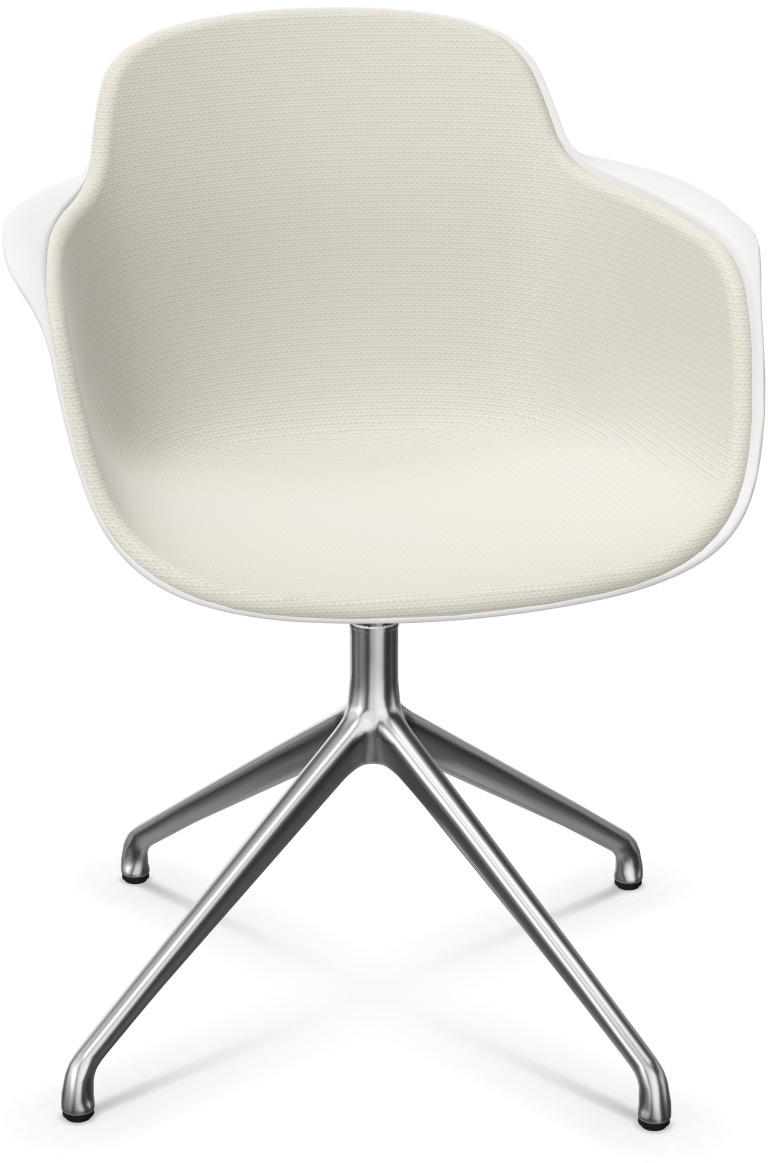 SICLA Alu gepolstert in Sandweiss / Weiss / Silber präsentiert im Onlineshop von KAQTU Design AG. Stuhl mit Armlehne ist von Infiniti Design