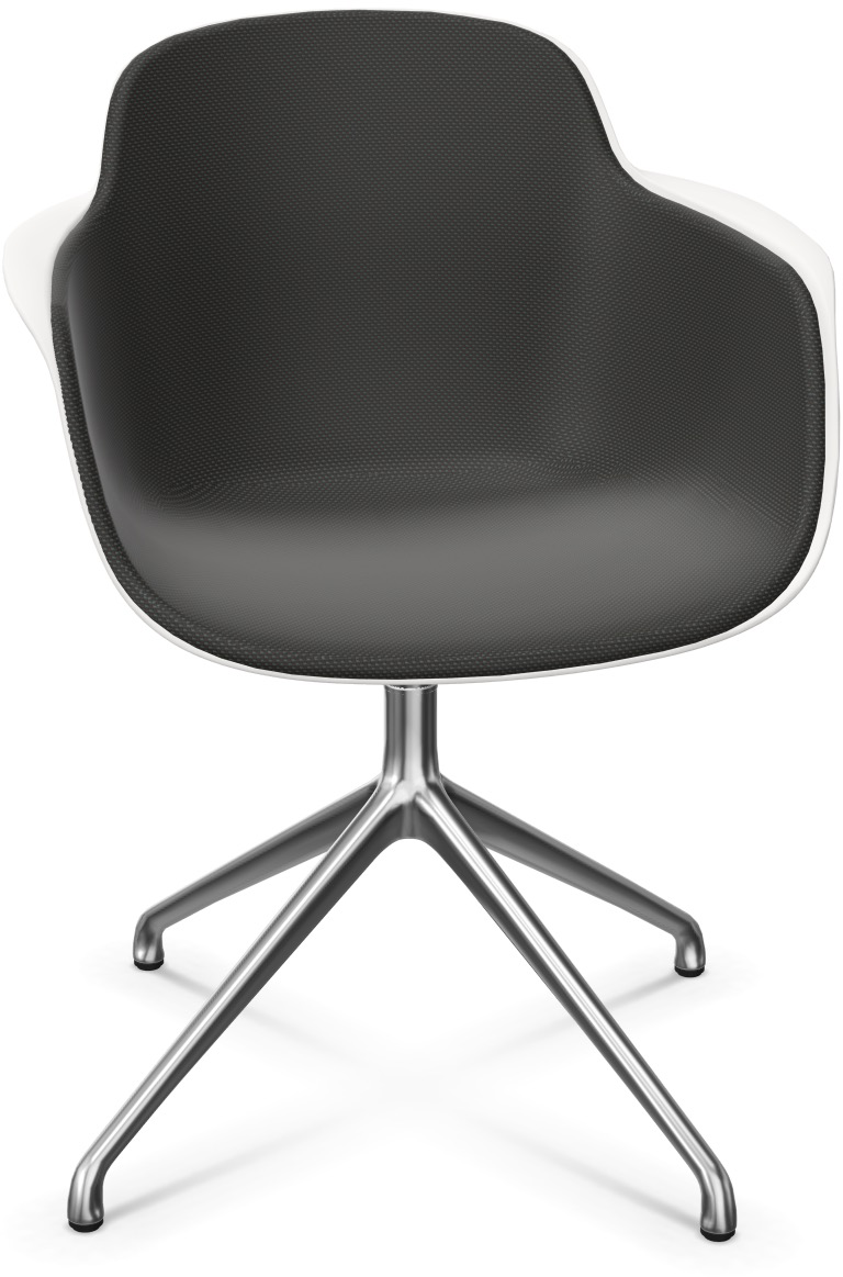 SICLA Alu gepolstert in Dunkelgrau / Weiss / Silber präsentiert im Onlineshop von KAQTU Design AG. Stuhl mit Armlehne ist von Infiniti Design