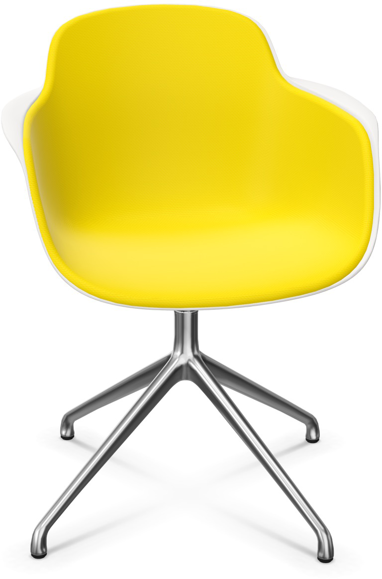 SICLA Alu gepolstert in Gelb / Weiss / Silber präsentiert im Onlineshop von KAQTU Design AG. Stuhl mit Armlehne ist von Infiniti Design
