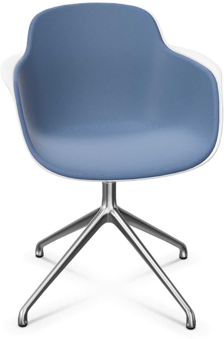 SICLA Alu gepolstert in Blau / Weiss / Silber präsentiert im Onlineshop von KAQTU Design AG. Stuhl mit Armlehne ist von Infiniti Design