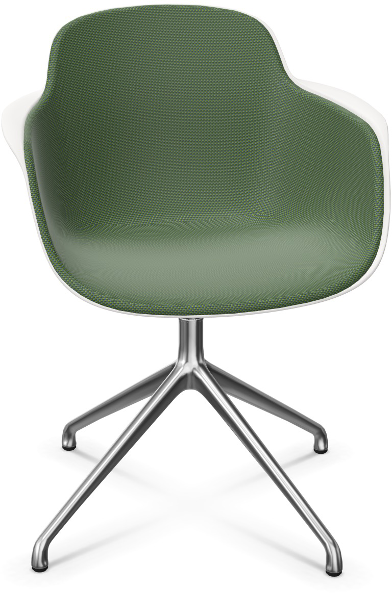 SICLA Alu gepolstert in Dunkelgrün / Weiss / Silber präsentiert im Onlineshop von KAQTU Design AG. Stuhl mit Armlehne ist von Infiniti Design