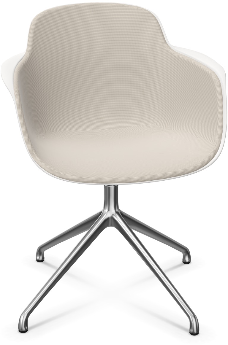 SICLA Alu gepolstert in Hellgrau / Weiss / Silber präsentiert im Onlineshop von KAQTU Design AG. Stuhl mit Armlehne ist von Infiniti Design