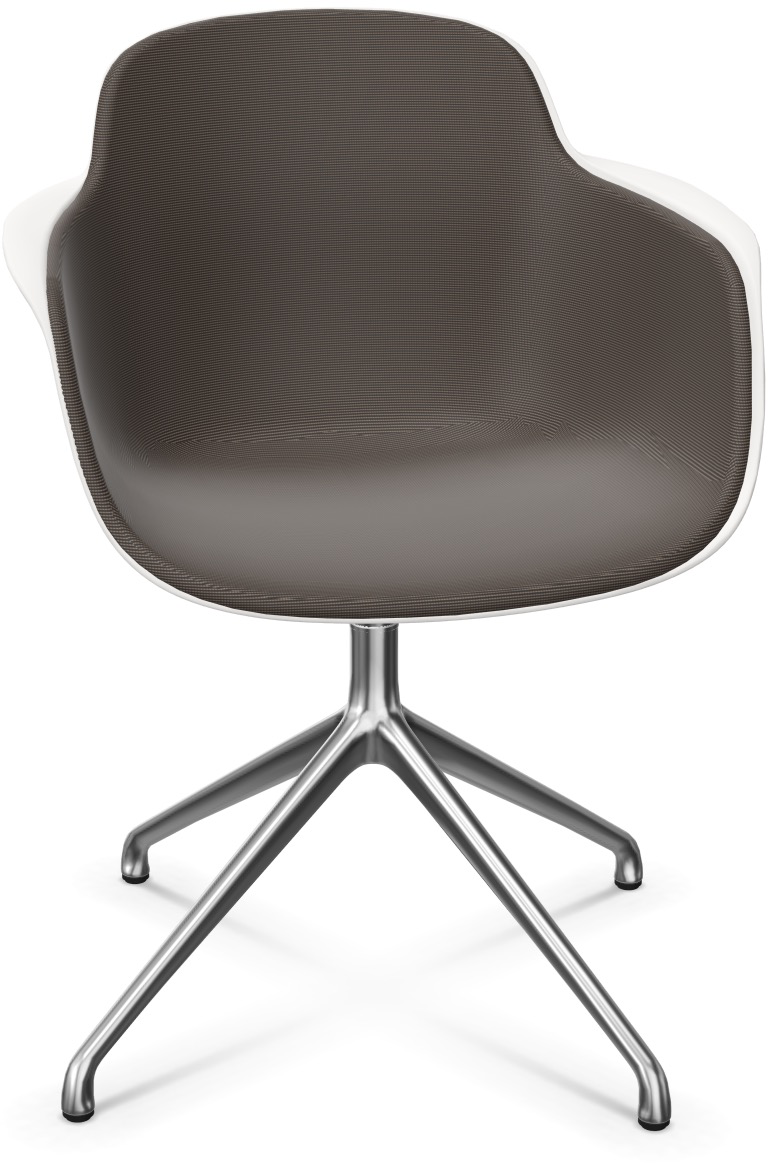 SICLA Alu gepolstert in Graubraun / Weiss / Silber präsentiert im Onlineshop von KAQTU Design AG. Stuhl mit Armlehne ist von Infiniti Design
