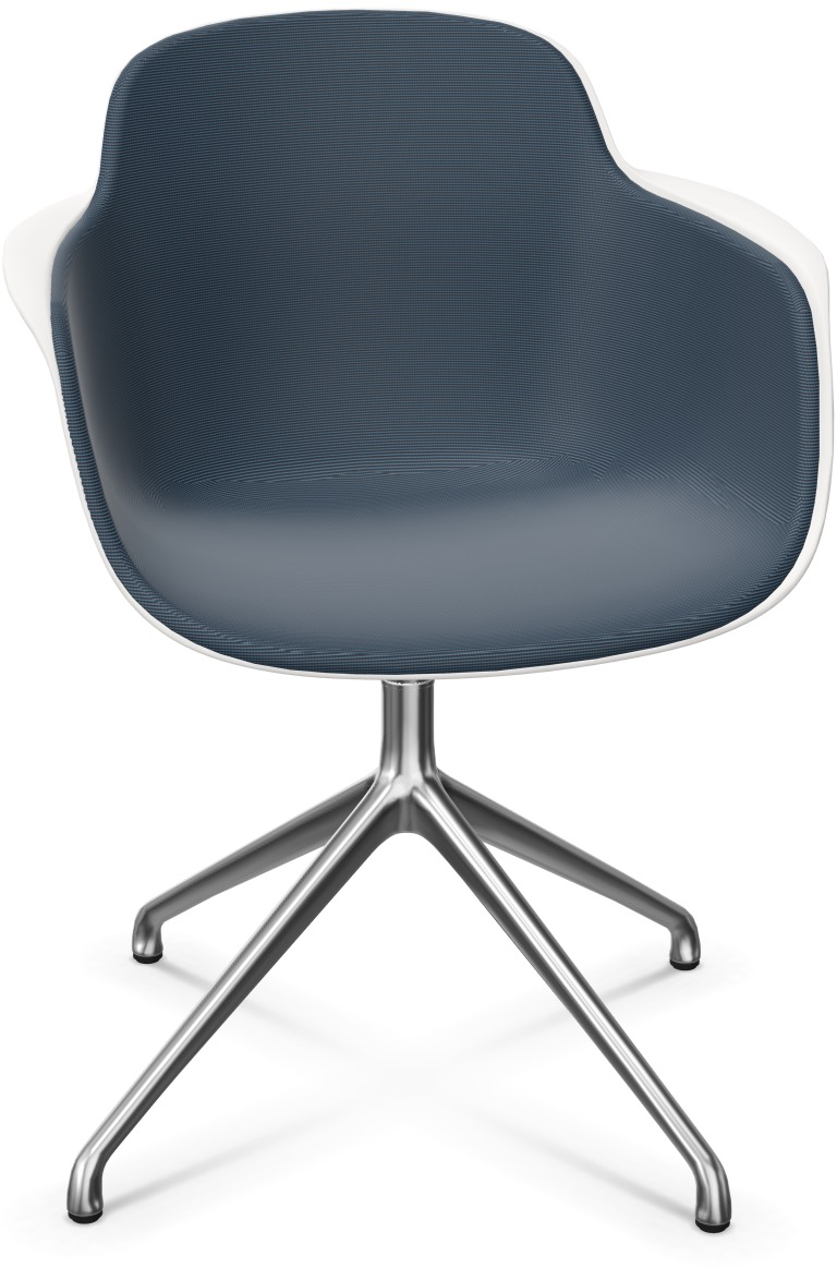 SICLA Alu gepolstert in Dunkelblau / Weiss / Silber präsentiert im Onlineshop von KAQTU Design AG. Stuhl mit Armlehne ist von Infiniti Design