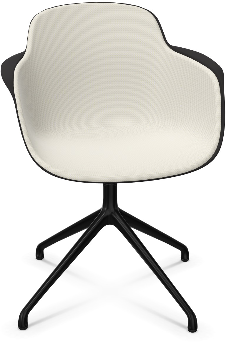 SICLA Alu gepolstert in Sandweiss / Schwarz präsentiert im Onlineshop von KAQTU Design AG. Stuhl mit Armlehne ist von Infiniti Design