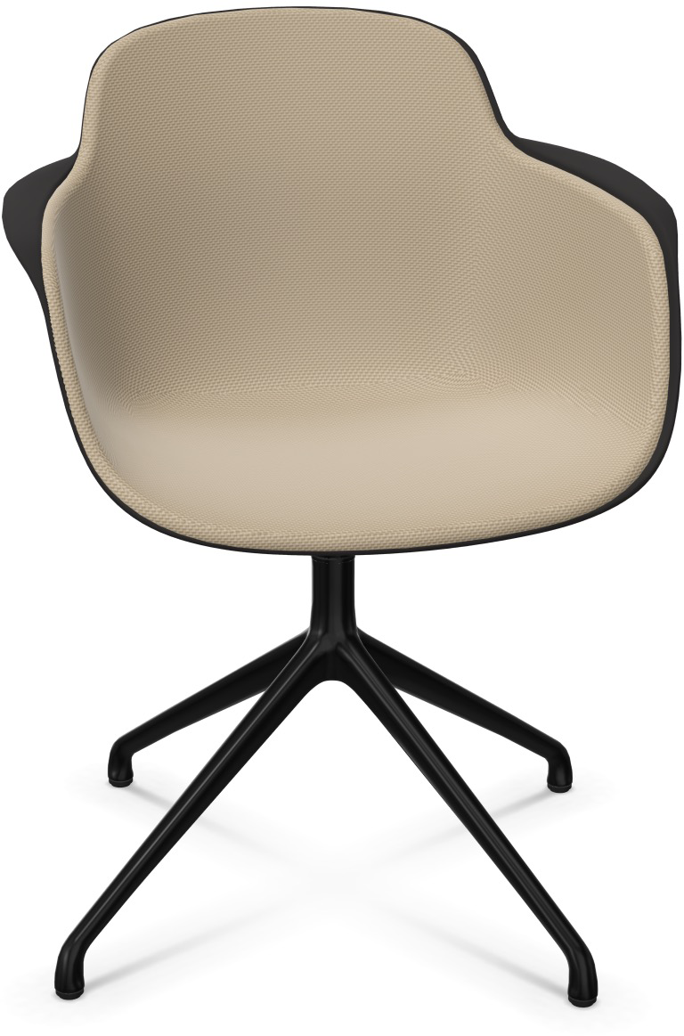 SICLA Alu gepolstert in Hellbraun / Schwarz präsentiert im Onlineshop von KAQTU Design AG. Stuhl mit Armlehne ist von Infiniti Design