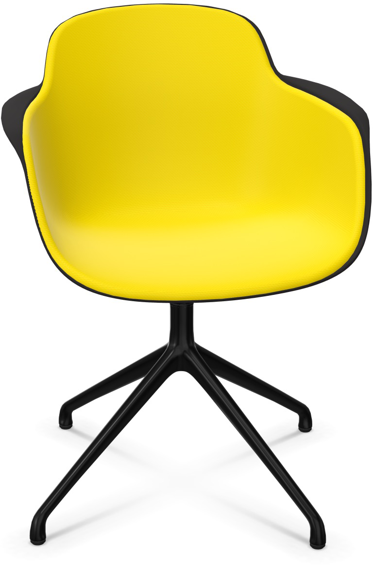 SICLA Alu gepolstert in Gelb / Schwarz präsentiert im Onlineshop von KAQTU Design AG. Stuhl mit Armlehne ist von Infiniti Design