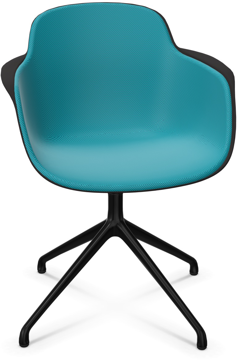 SICLA Alu gepolstert in Türkis / Schwarz präsentiert im Onlineshop von KAQTU Design AG. Stuhl mit Armlehne ist von Infiniti Design