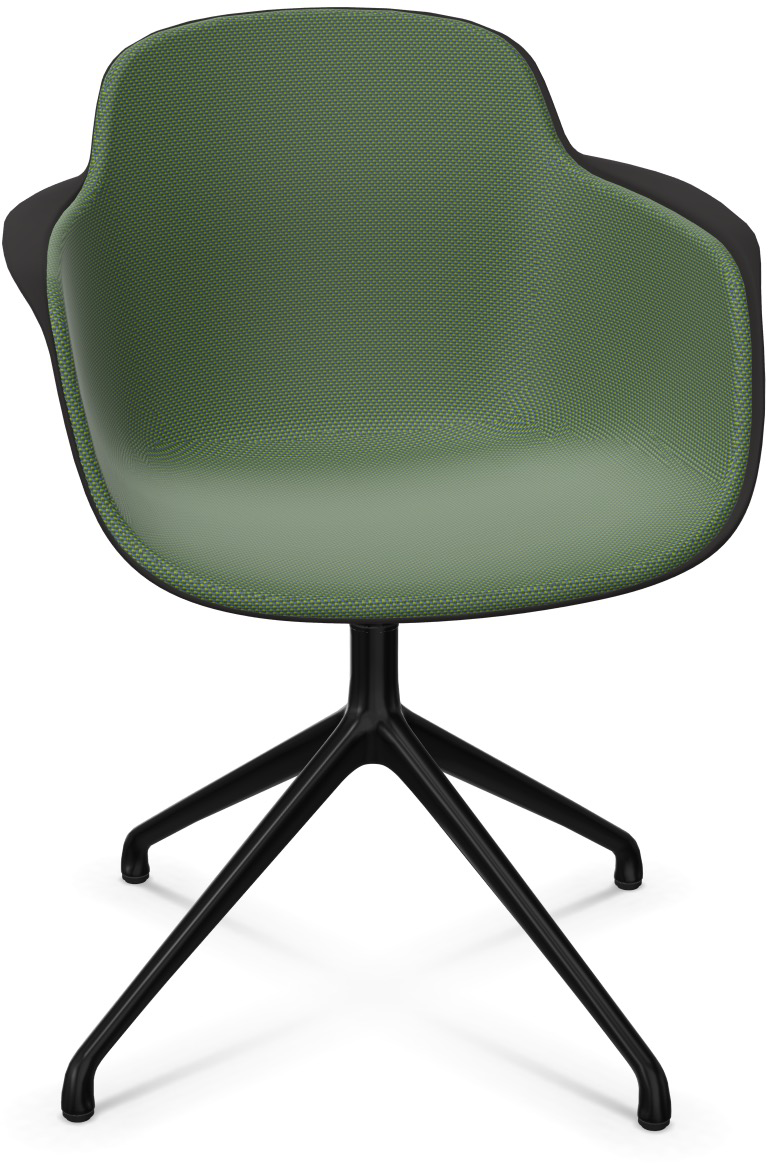SICLA Alu gepolstert in Dunkelgrün / Schwarz präsentiert im Onlineshop von KAQTU Design AG. Stuhl mit Armlehne ist von Infiniti Design