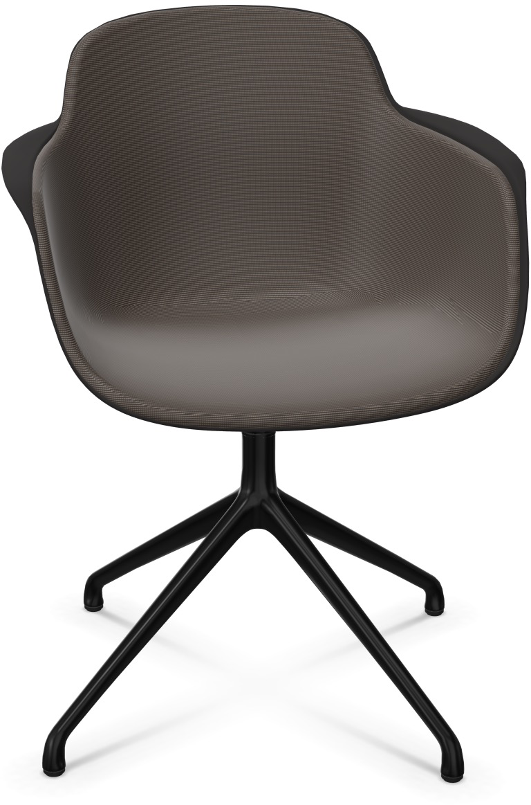 SICLA Alu gepolstert in Graubraun / Schwarz präsentiert im Onlineshop von KAQTU Design AG. Stuhl mit Armlehne ist von Infiniti Design