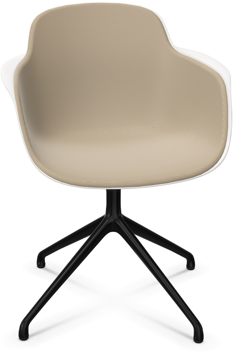 SICLA Alu gepolstert in Hellbraun / Weiss / Schwarz präsentiert im Onlineshop von KAQTU Design AG. Stuhl mit Armlehne ist von Infiniti Design