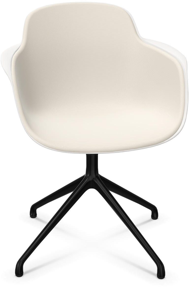 SICLA Alu gepolstert in Weiss / Weiss / Schwarz präsentiert im Onlineshop von KAQTU Design AG. Stuhl mit Armlehne ist von Infiniti Design