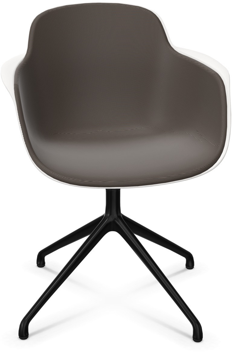 SICLA Alu gepolstert in Graubraun / Weiss / Schwarz präsentiert im Onlineshop von KAQTU Design AG. Stuhl mit Armlehne ist von Infiniti Design