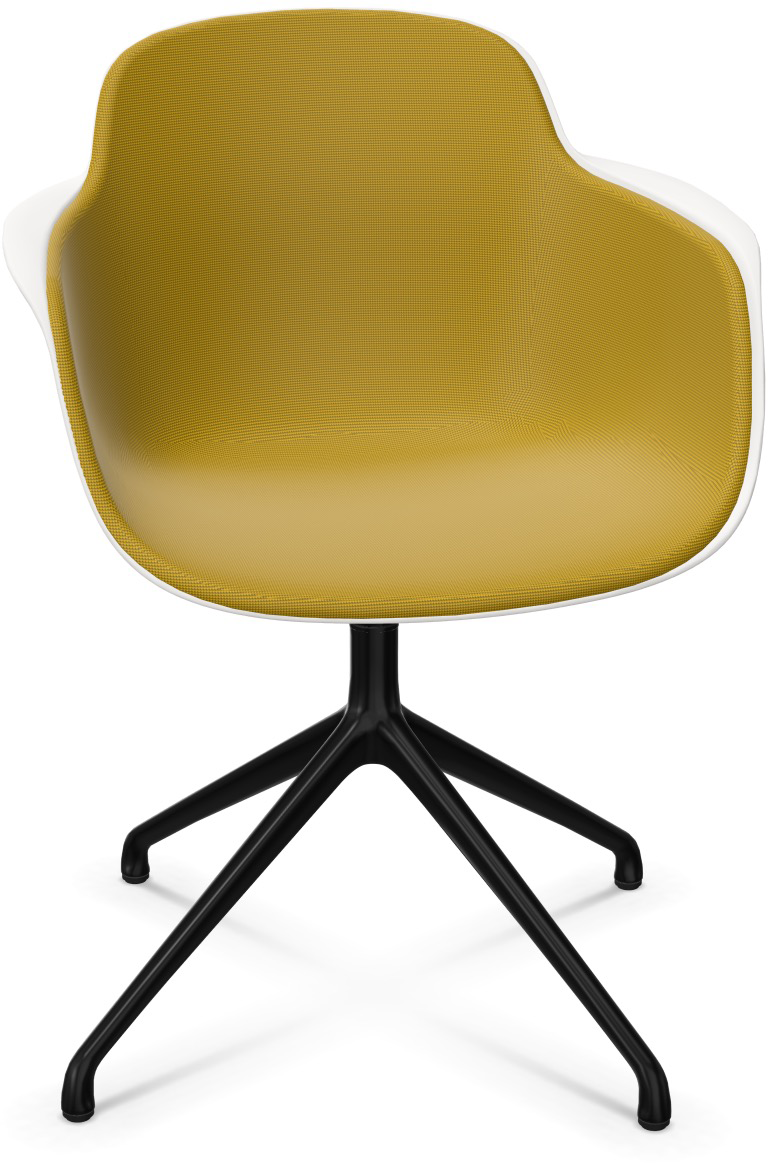 SICLA Alu gepolstert in Senfgelb / Weiss / Schwarz präsentiert im Onlineshop von KAQTU Design AG. Stuhl mit Armlehne ist von Infiniti Design