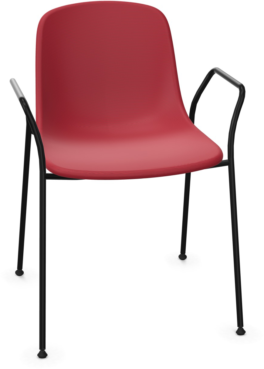 PURE LOOP MONO Armlehnstuhl gepolstert in Dunkelrot / Schwarz präsentiert im Onlineshop von KAQTU Design AG. Stuhl mit Armlehne ist von Infiniti Design