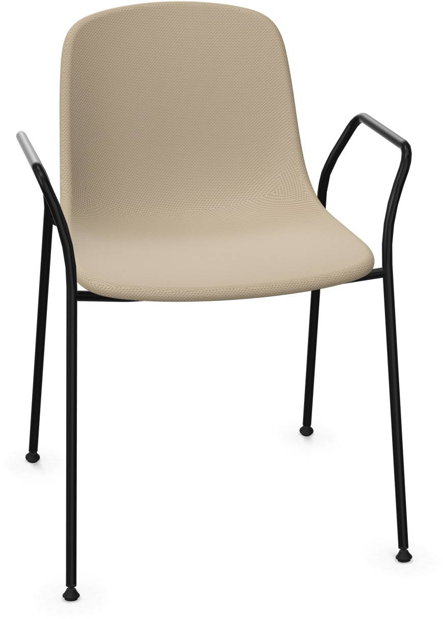 PURE LOOP MONO Armlehnstuhl gepolstert in Hellbraun / Schwarz präsentiert im Onlineshop von KAQTU Design AG. Stuhl mit Armlehne ist von Infiniti Design
