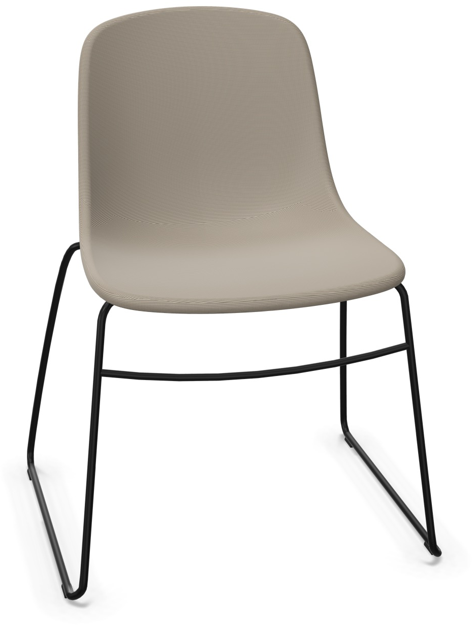 PURE LOOP MONO Sled gepolstert in Beige / Schwarz präsentiert im Onlineshop von KAQTU Design AG. Stuhl ist von Infiniti Design