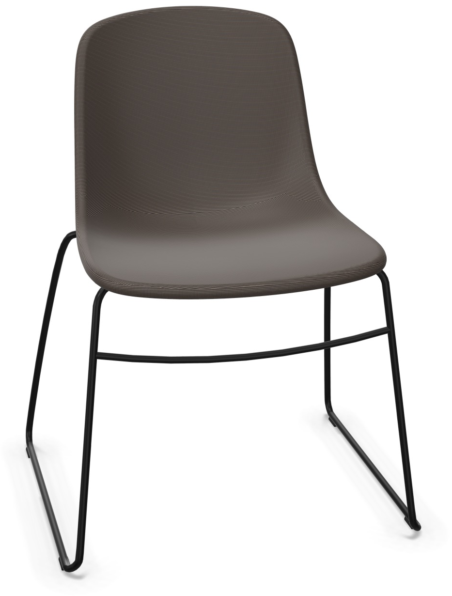 PURE LOOP MONO Sled gepolstert in Graubraun / Schwarz präsentiert im Onlineshop von KAQTU Design AG. Stuhl ist von Infiniti Design
