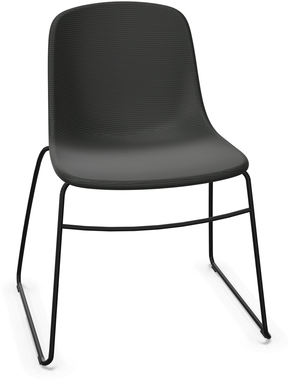 PURE LOOP MONO Sled gepolstert in Schwarz / Schwarz präsentiert im Onlineshop von KAQTU Design AG. Stuhl ist von Infiniti Design