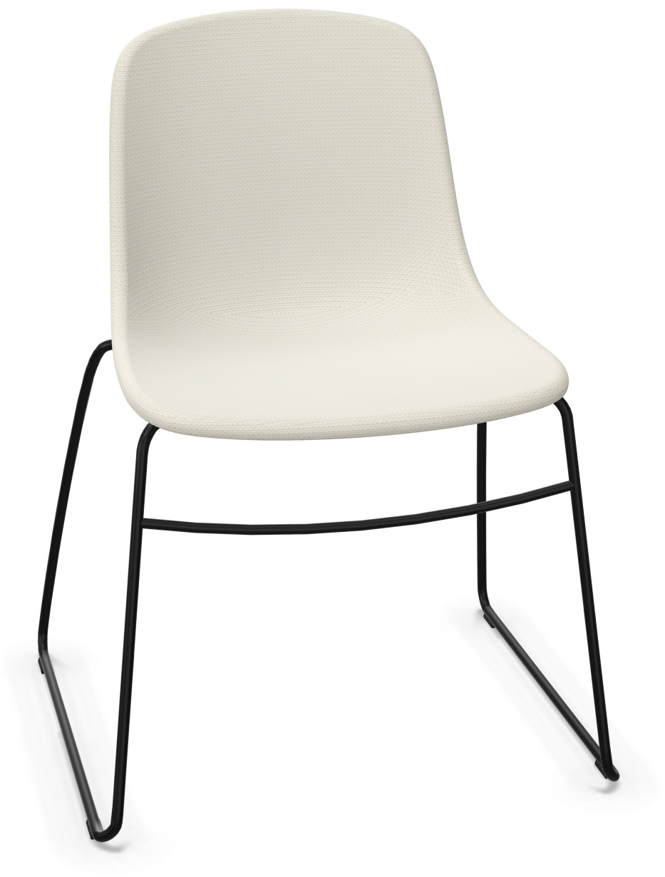 PURE LOOP MONO Sled gepolstert in Sandweiss / Schwarz präsentiert im Onlineshop von KAQTU Design AG. Stuhl ist von Infiniti Design