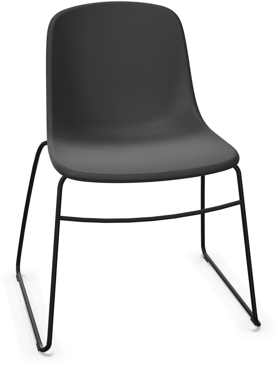 PURE LOOP MONO Sled gepolstert in Dunkelgrau / Schwarz präsentiert im Onlineshop von KAQTU Design AG. Stuhl ist von Infiniti Design