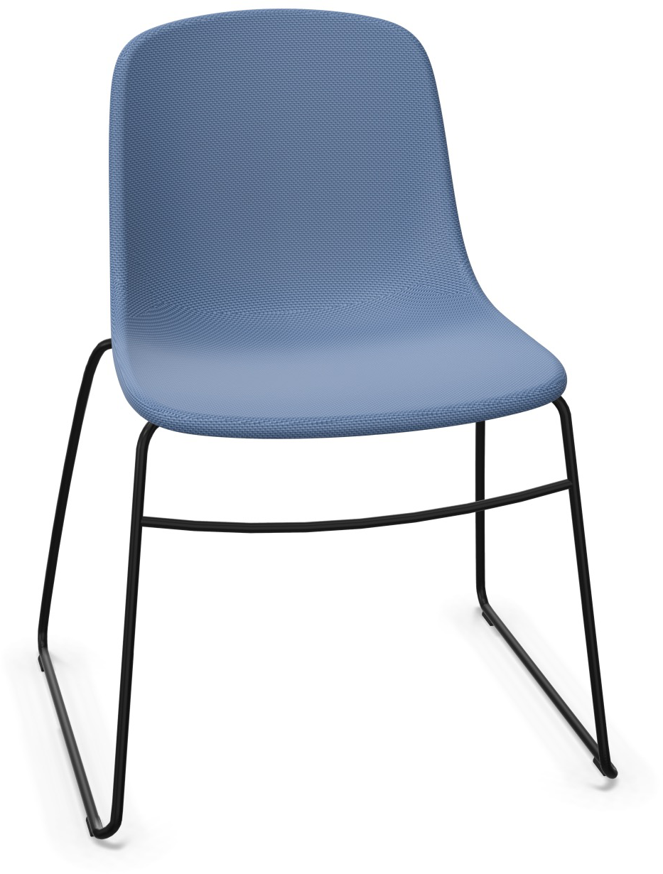 PURE LOOP MONO Sled gepolstert in Blau / Schwarz präsentiert im Onlineshop von KAQTU Design AG. Stuhl ist von Infiniti Design