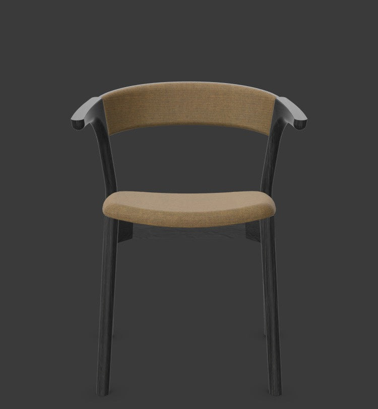 Embra in Ocker / Schwarz präsentiert im Onlineshop von KAQTU Design AG. Stuhl mit Armlehnen ist von Mobimex