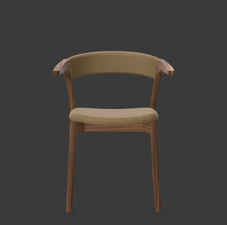 Embra in Ocker/ Schwarznuss mit Split präsentiert im Onlineshop von KAQTU Design AG. Stuhl mit Armlehnen ist von Mobimex