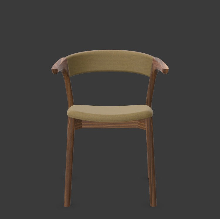 Embra in Dunkelgelb/ Schwarznuss mit Split präsentiert im Onlineshop von KAQTU Design AG. Stuhl mit Armlehnen ist von Mobimex