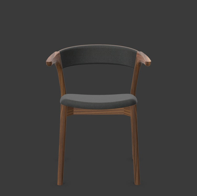 Embra in Dunkelgrau/ Schwarznuss mit Split präsentiert im Onlineshop von KAQTU Design AG. Stuhl mit Armlehnen ist von Mobimex