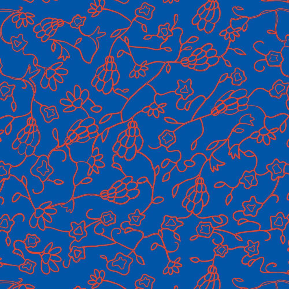 Tapete Coopdps Flower in Blau / Rot präsentiert im Onlineshop von KAQTU Design AG. Tapete ist von ZigZagZurich