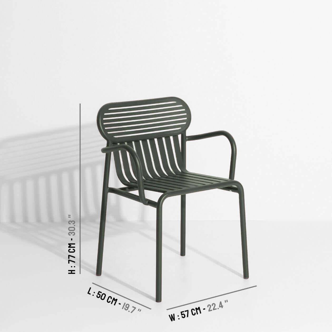 Week-End Gartenstuhl mit Armlehne in Green Glass präsentiert im Onlineshop von KAQTU Design AG. Gartenstuhl mit Armlehnen ist von Petite Friture