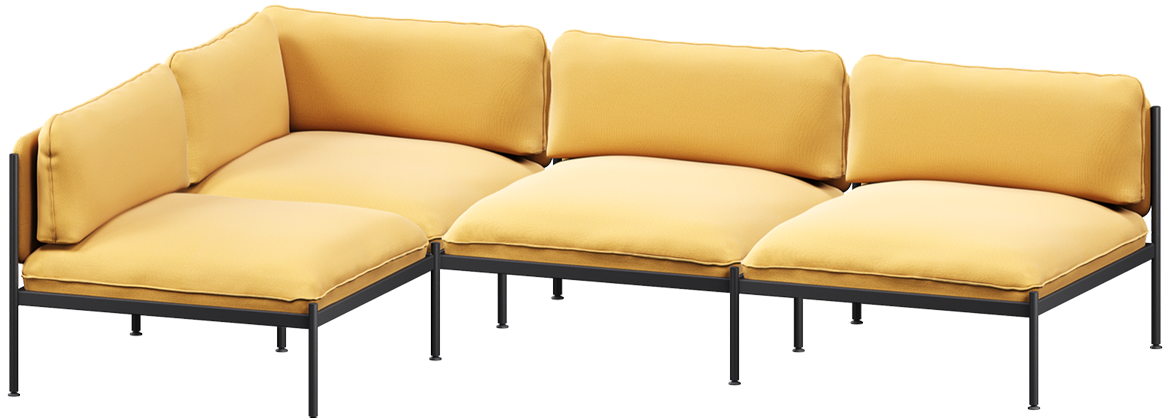 Toom Modular Sofa 4-Sitzer Konfiguration 1b in Yellow Ochre präsentiert im Onlineshop von KAQTU Design AG. Ecksofa links ist von Noo.ma
