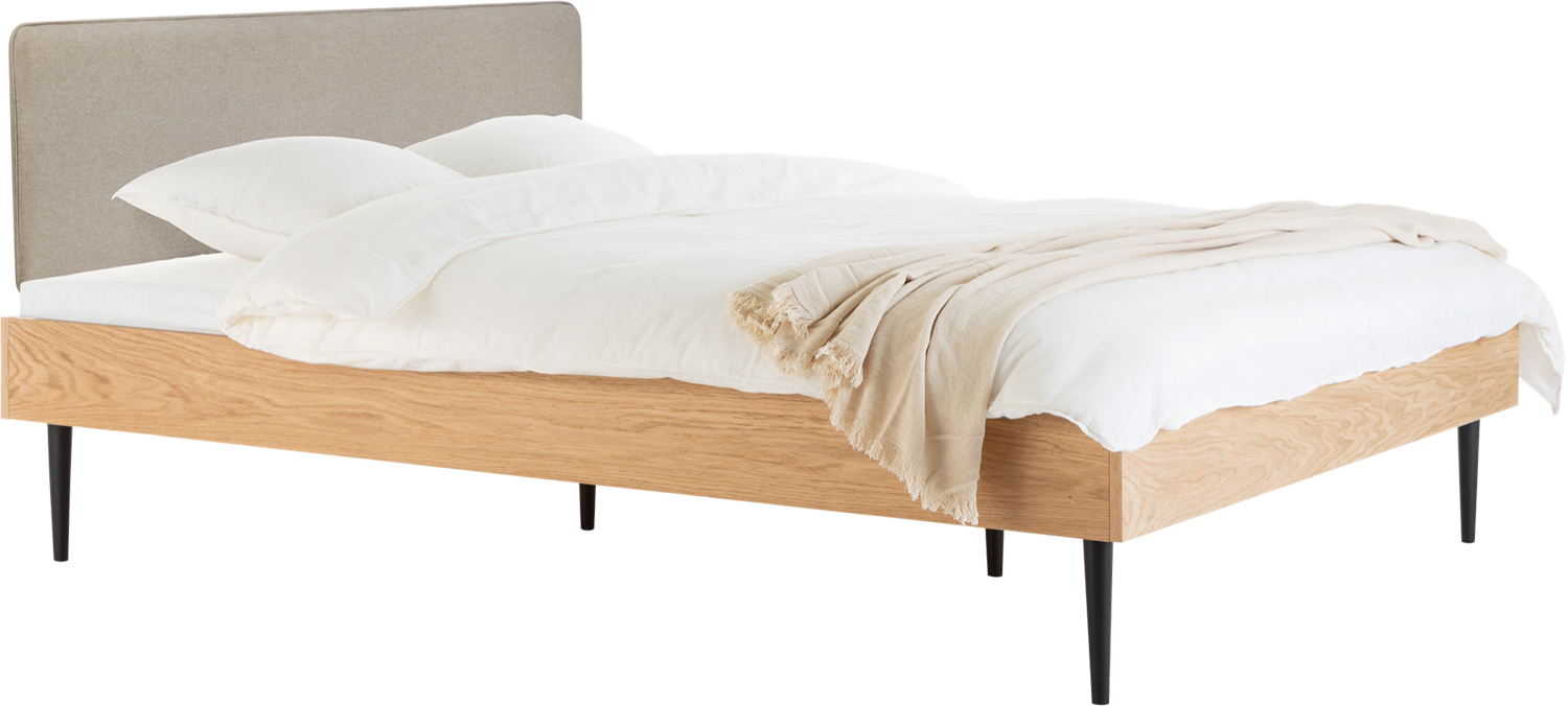 Streiko Bett mit Kopfteil und Lattenrost in Natur / Sand Beige präsentiert im Onlineshop von KAQTU Design AG. Bett ist von Noo.ma