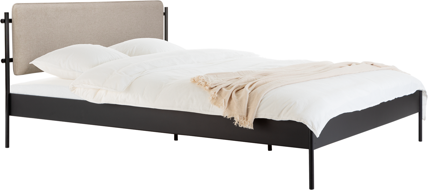 Eton Bett Basic mit Kopfteil in Schwarz / Sand Beige präsentiert im Onlineshop von KAQTU Design AG. Bett ist von Noo.ma